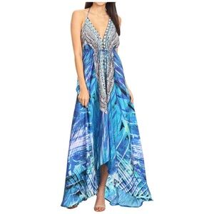 NEW!!  Sakkas Blue and White Maxi Dress - Adjustable - One Size